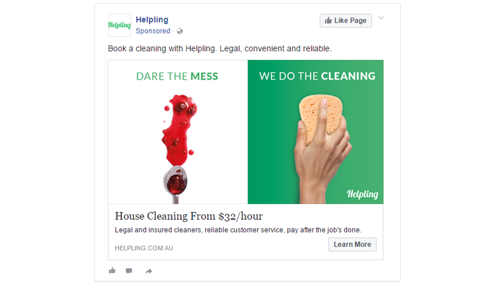 facebook ad examples - short headline