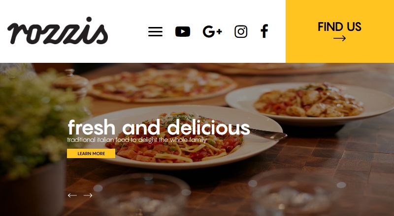 rozzis - restaurant website