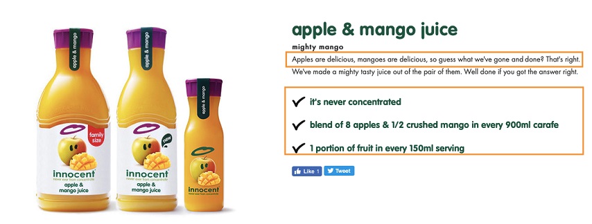 Make your copy easily scannable-apple & mango juice