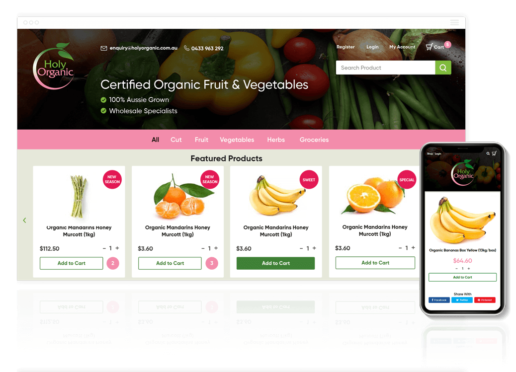 Featured product page image of Australian ecommerce website Holy Organic