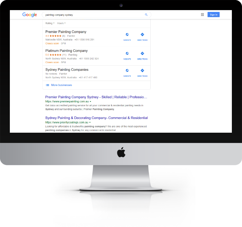 Melbourne based premier painting company rank in Google SERP for their main keyword