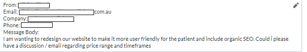 A sample quotation from an SEO client two