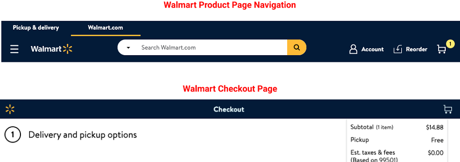 Walmart checkout page