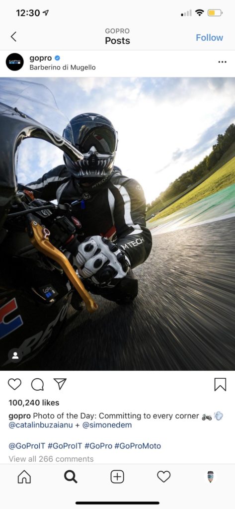 Bike racer in the Instagram business profile