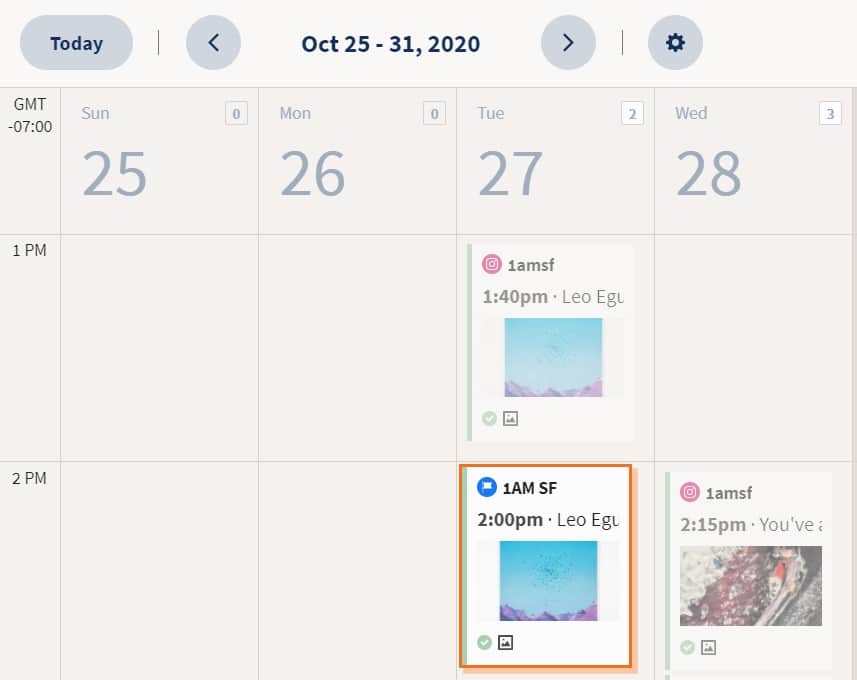 Instagram posting schedule calendar view
