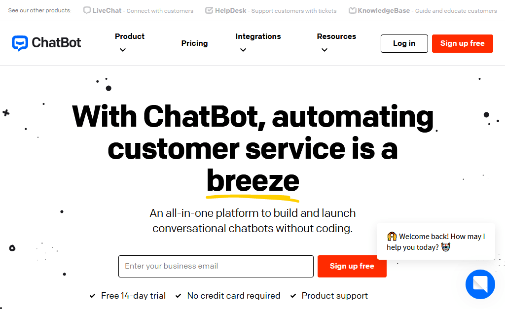 ChatBot website home page