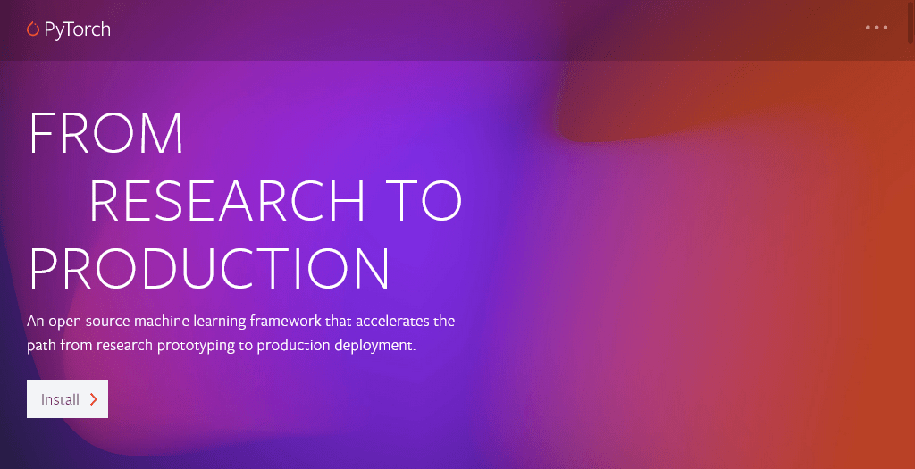 PyTorch website homepage image