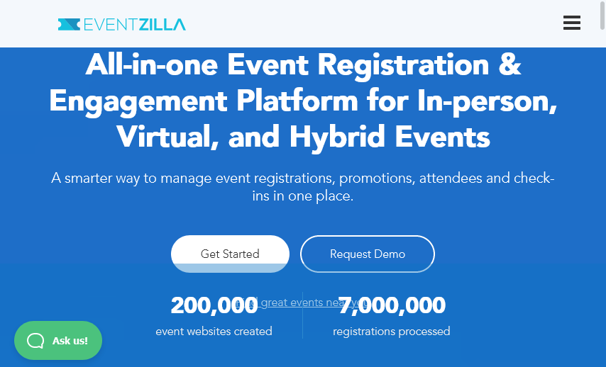 Eventzilla homepage