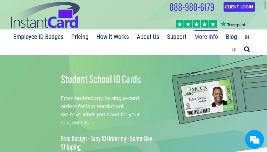 InstantCard homepage