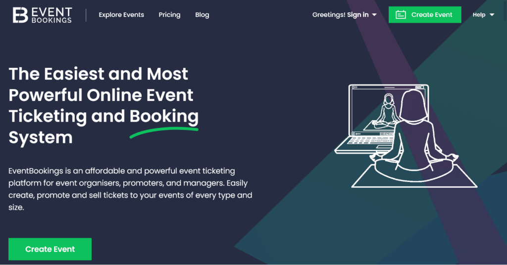EventBookings- Example of clear call to action button