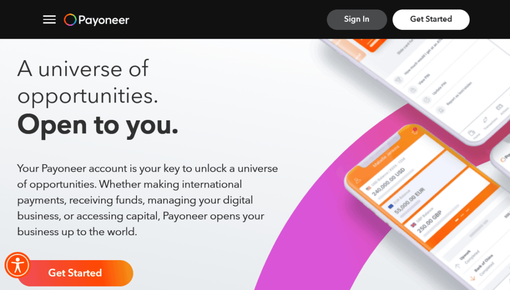 Payoneer homepage