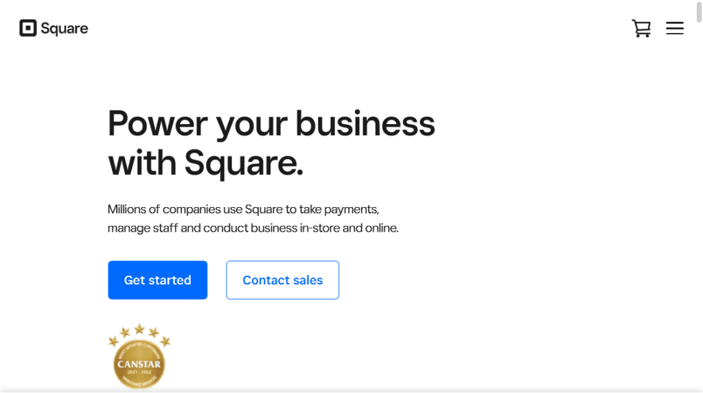Square website homepage screenshot