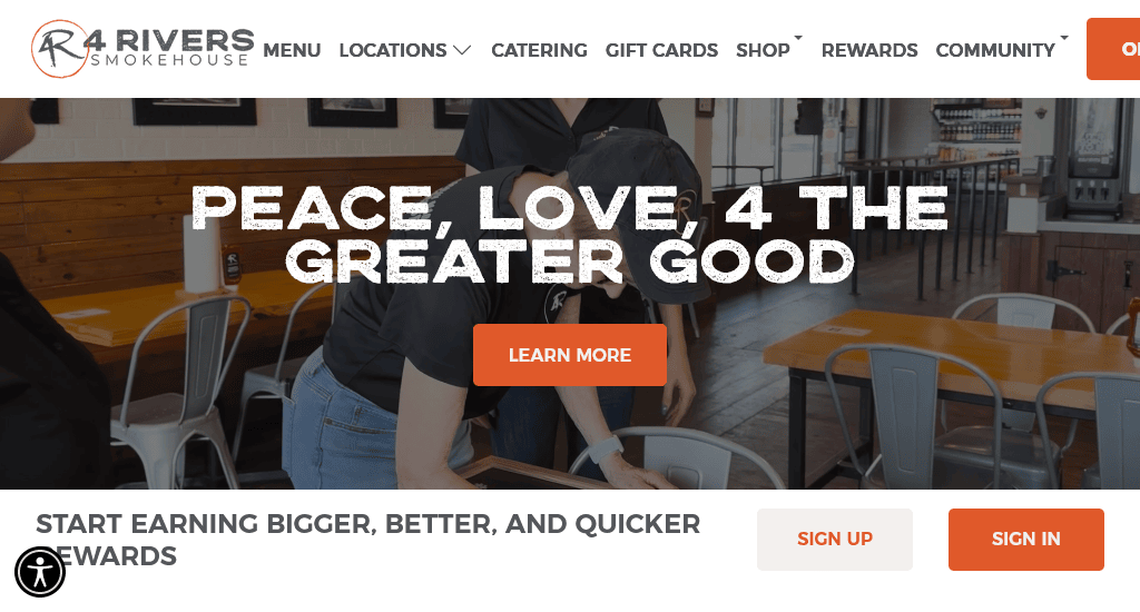 4 Rivers - restaurant web design inspiration