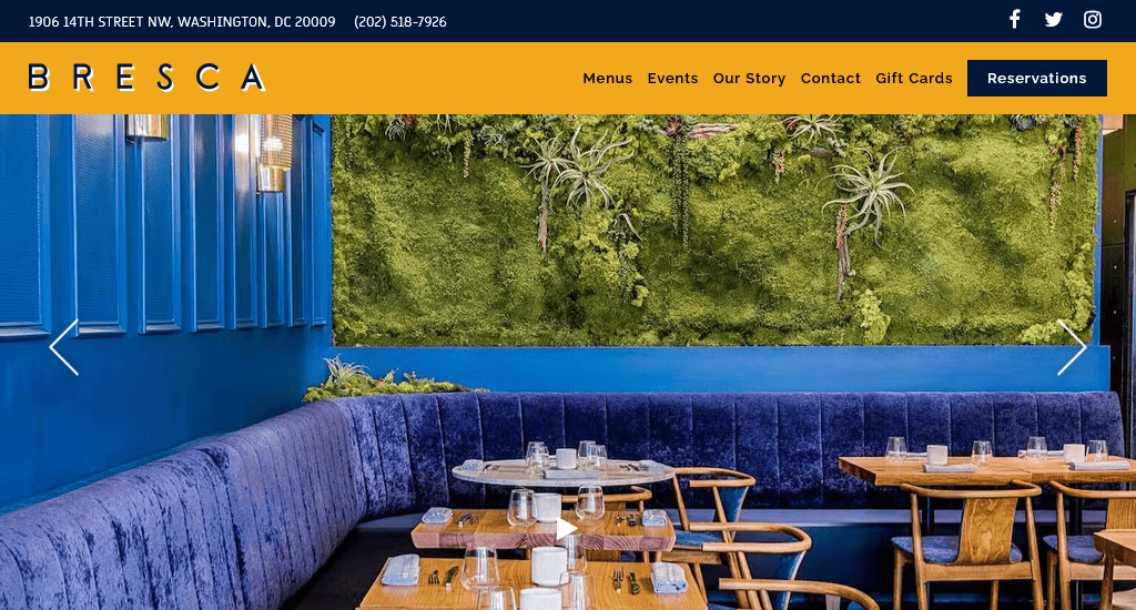 Bresca restaurant web design inspiration