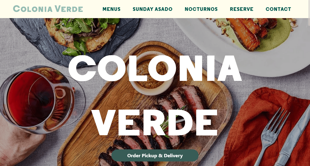 Colonia Verde restaurant website