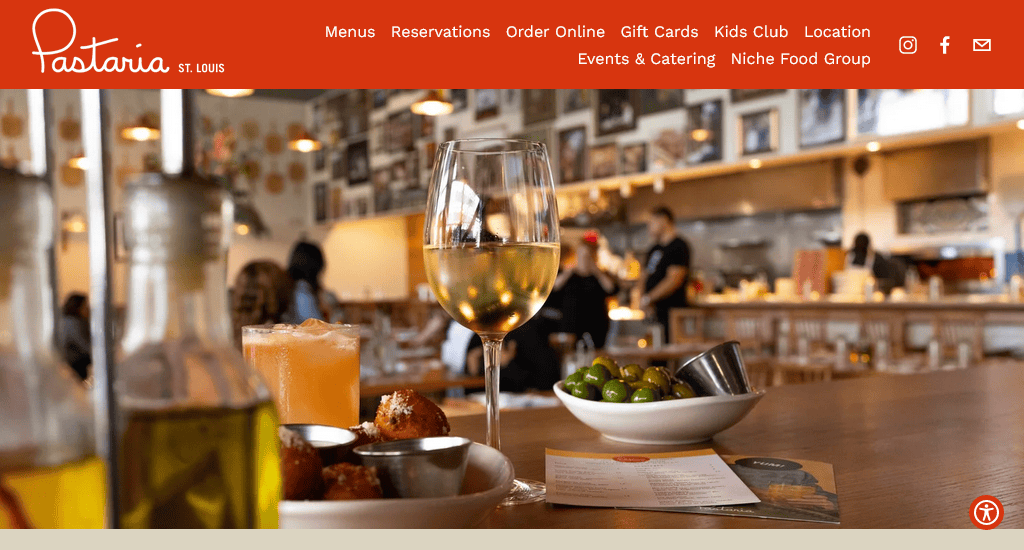 Pastaria St. Louis restaurant web design example