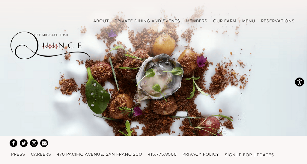 Quince - restaurant web design inspiration