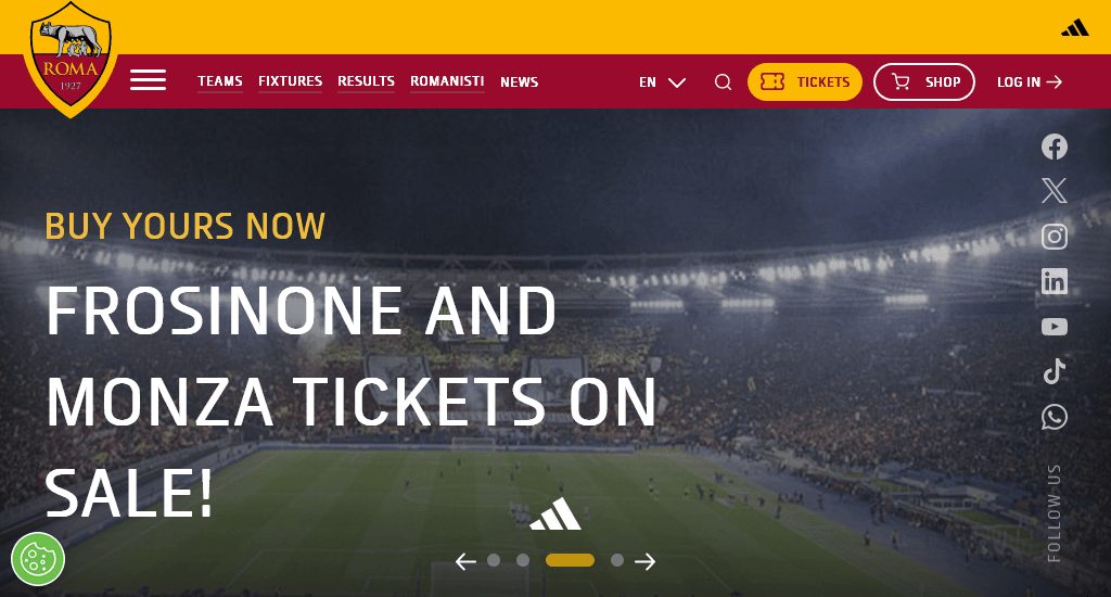 AS Roma Football club website designs