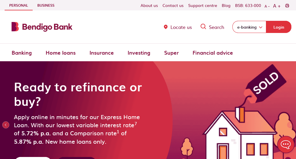 Bendigo Bank banking website design