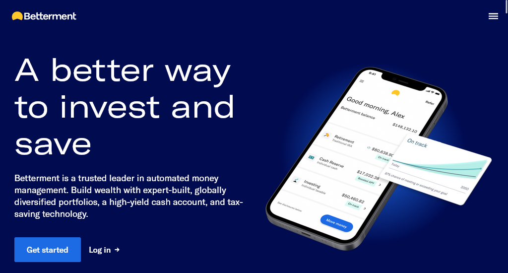 Betterment best investment website design