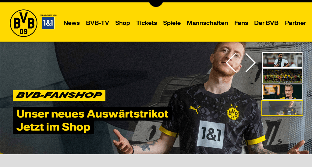 Borussia Dortmund sports club website examples
