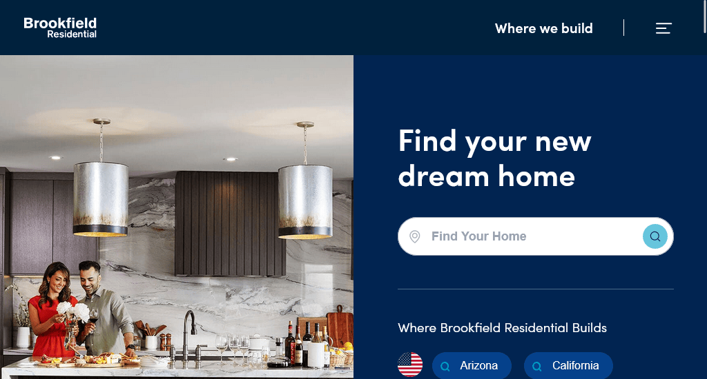 Brookfield Residential real estate website examples