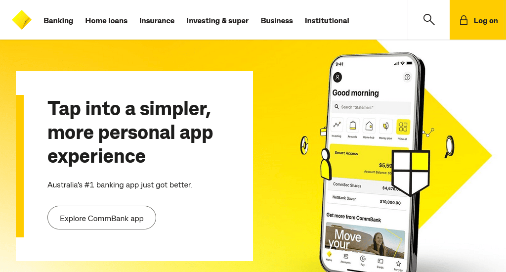 Commonwealth Bank of Australia finance website design