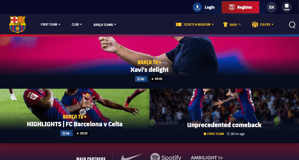 FC Barcelona Best soccer club website designs