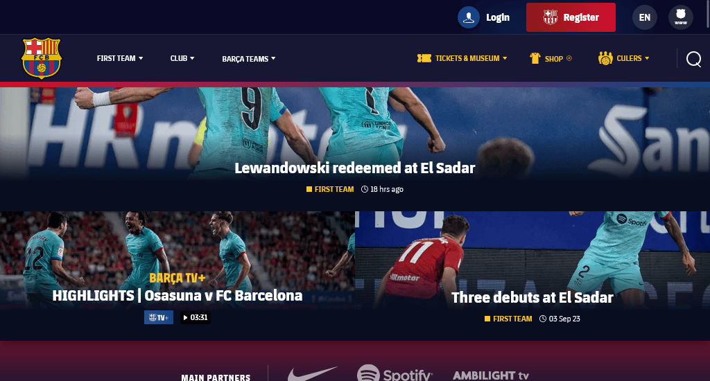 FC Barcelona best sports club websites