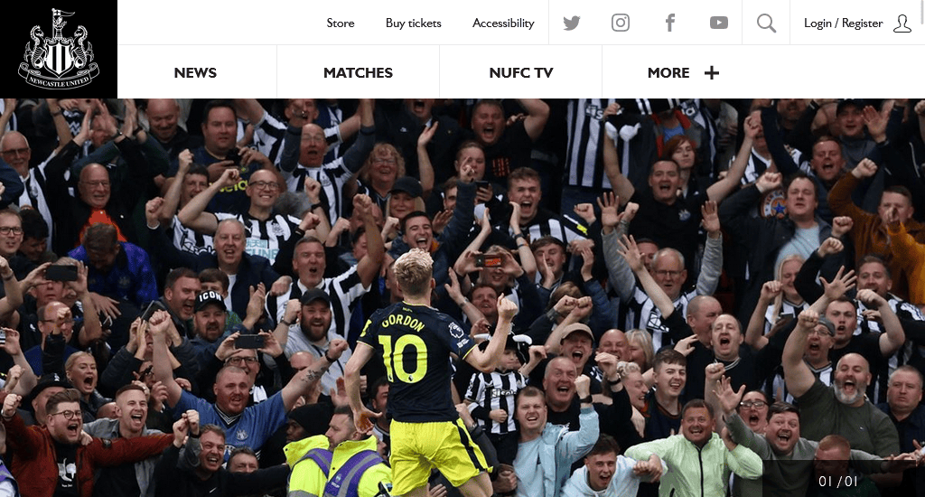Newcastle United Best soccer club website designs