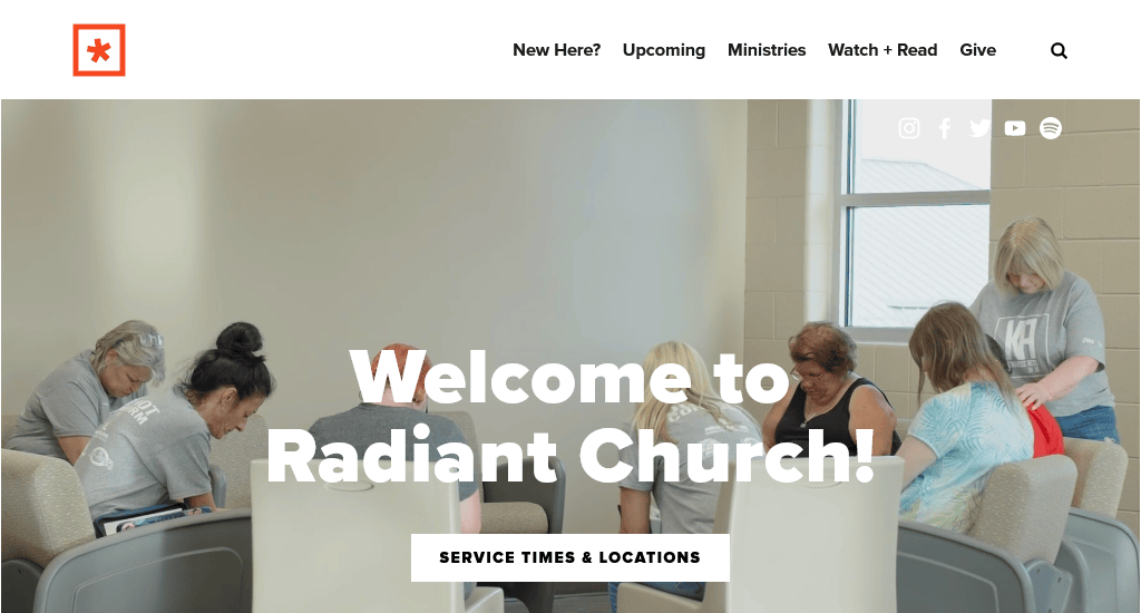 Radiant Church website design for church