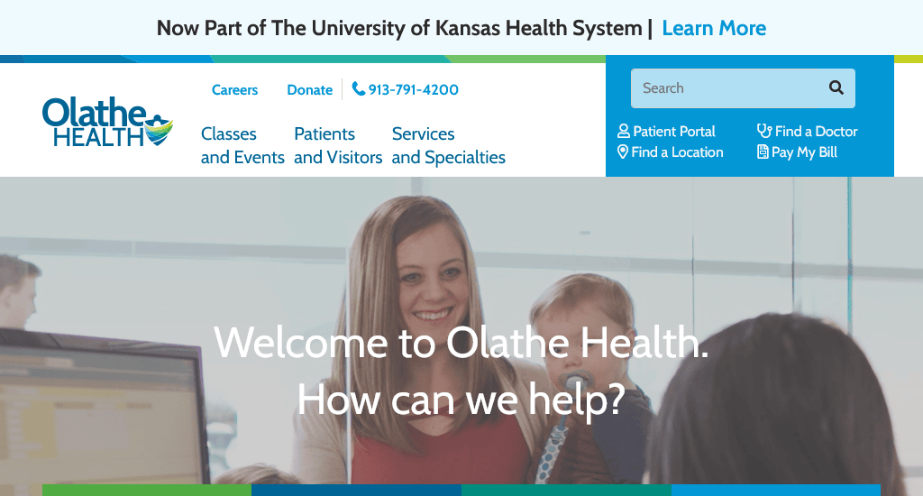 Olathe Health healthcare website examples