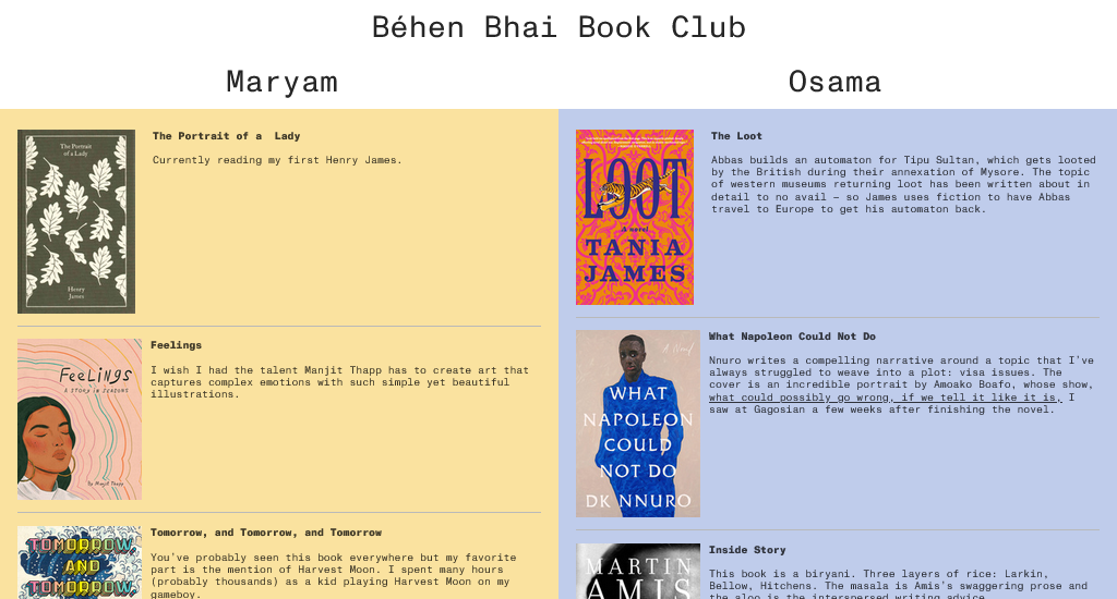 Béhen Bhai Book Club